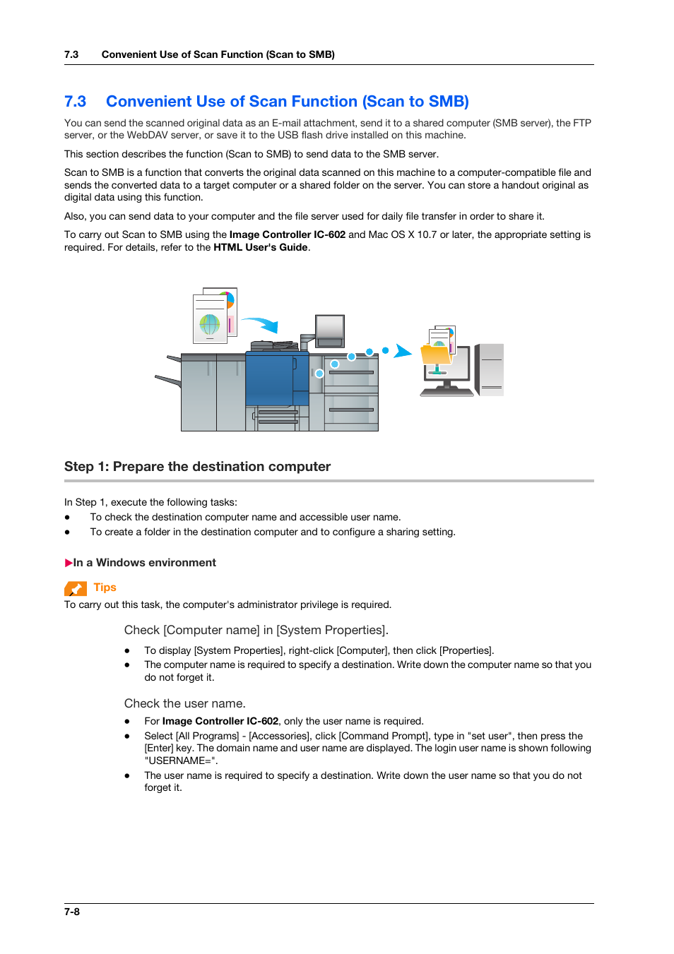 3 convenient use of scan function (scan to smb), Step 1: prepare the destination computer, In a windows environment | Convenient use of scan function (scan to smb) -8, Step 1: prepare the destination computer -8, In a windows environment -8 | Konica Minolta bizhub PRO C1060L User Manual | Page 110 / 143