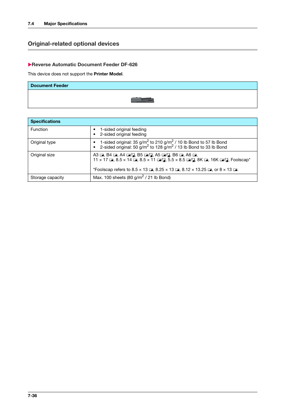 Original-related optional devices, Reverse automatic document feeder df-626, Original-related optional devices -36 | Reverse automatic document feeder df-626 -36 | Konica Minolta bizhub PRO C1060L User Manual | Page 138 / 143