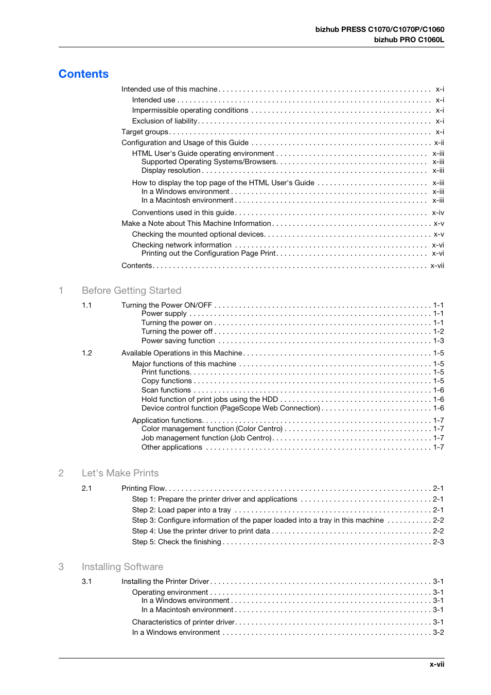 Konica Minolta bizhub PRO C1060L User Manual | Page 9 / 143