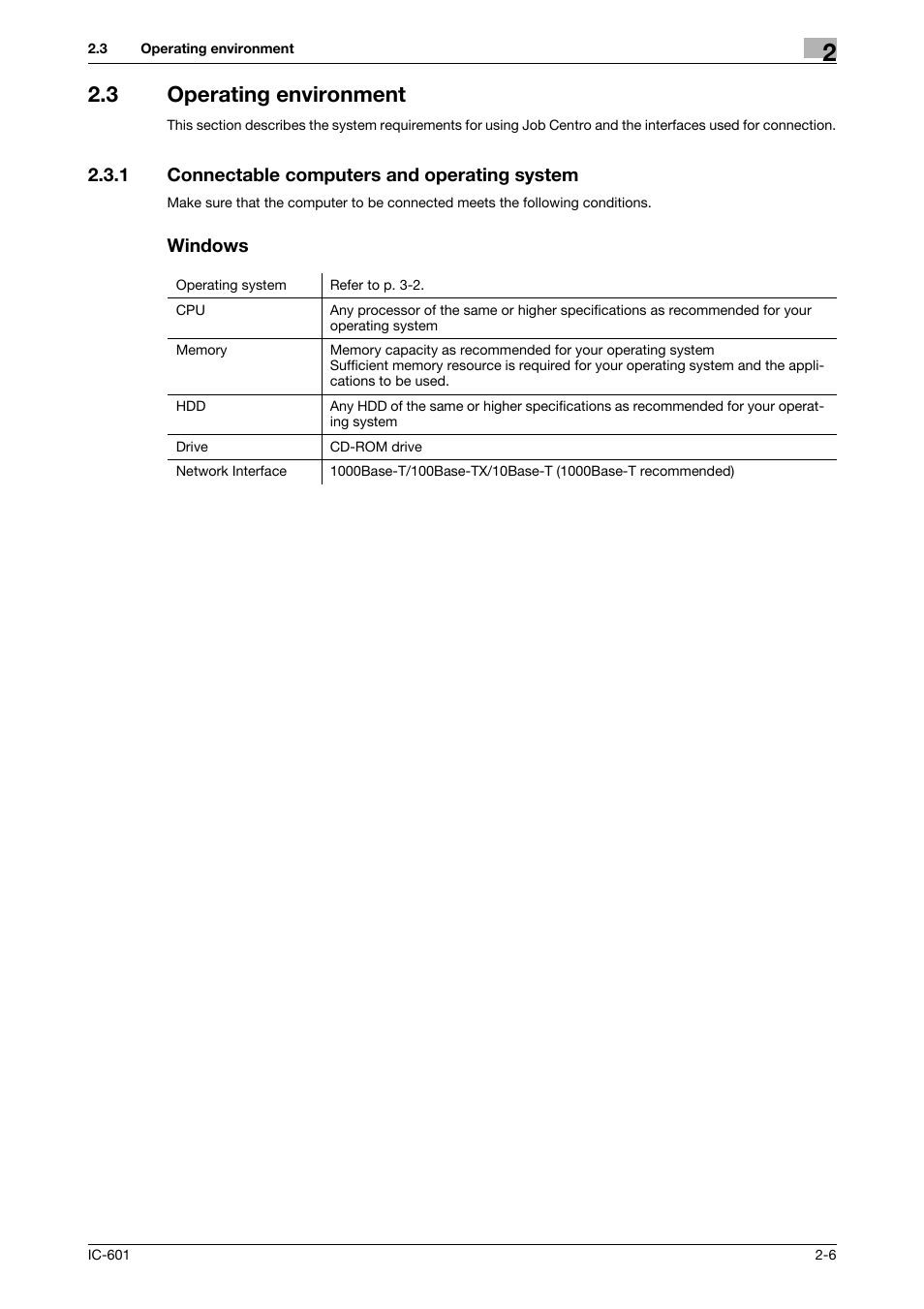 3 operating environment, 1 connectable computers and operating system, Windows | Operating environment -6 | Konica Minolta bizhub PRESS C7000P User Manual | Page 14 / 105