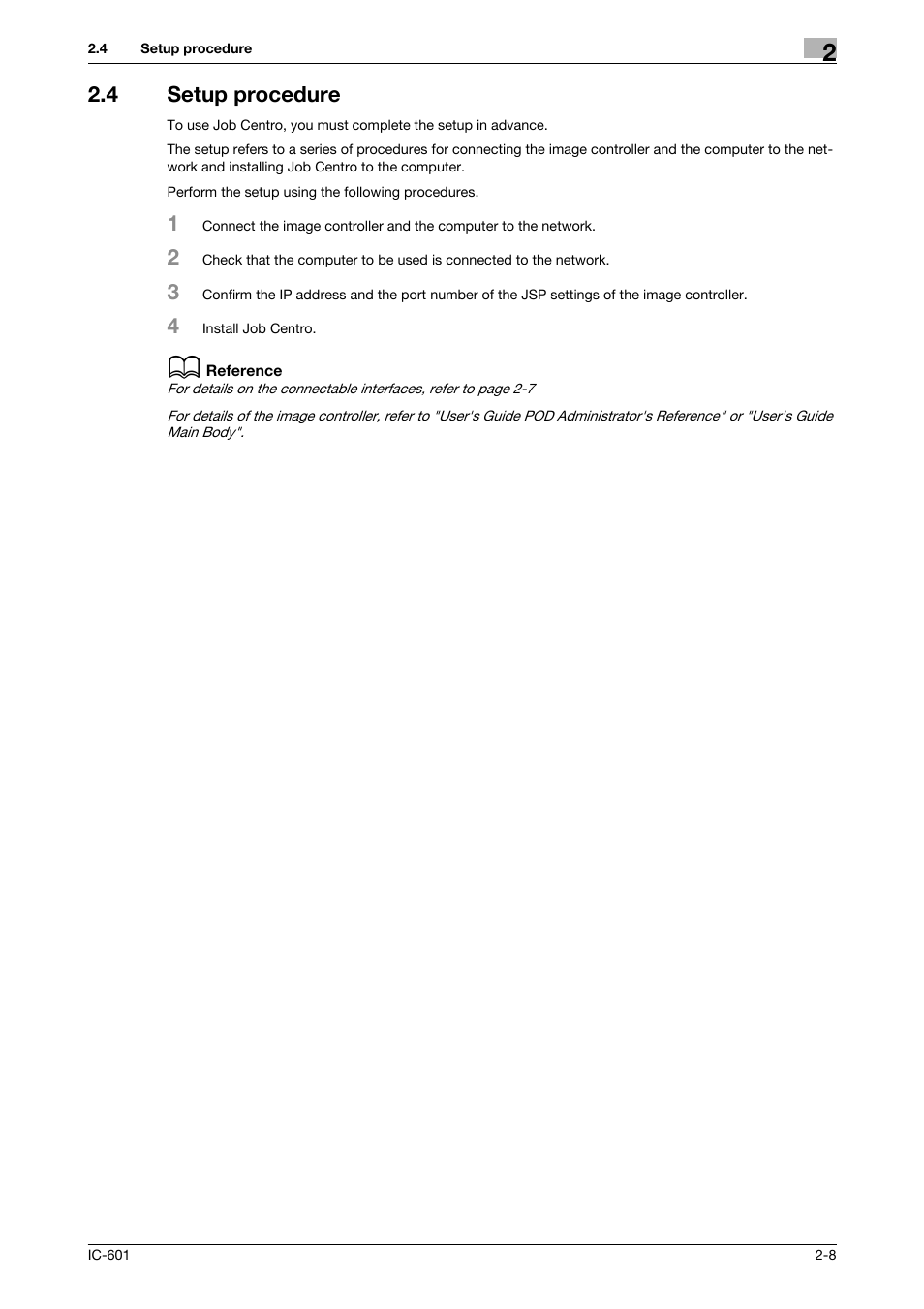 4 setup procedure, Setup procedure -8 | Konica Minolta bizhub PRESS C7000P User Manual | Page 16 / 105