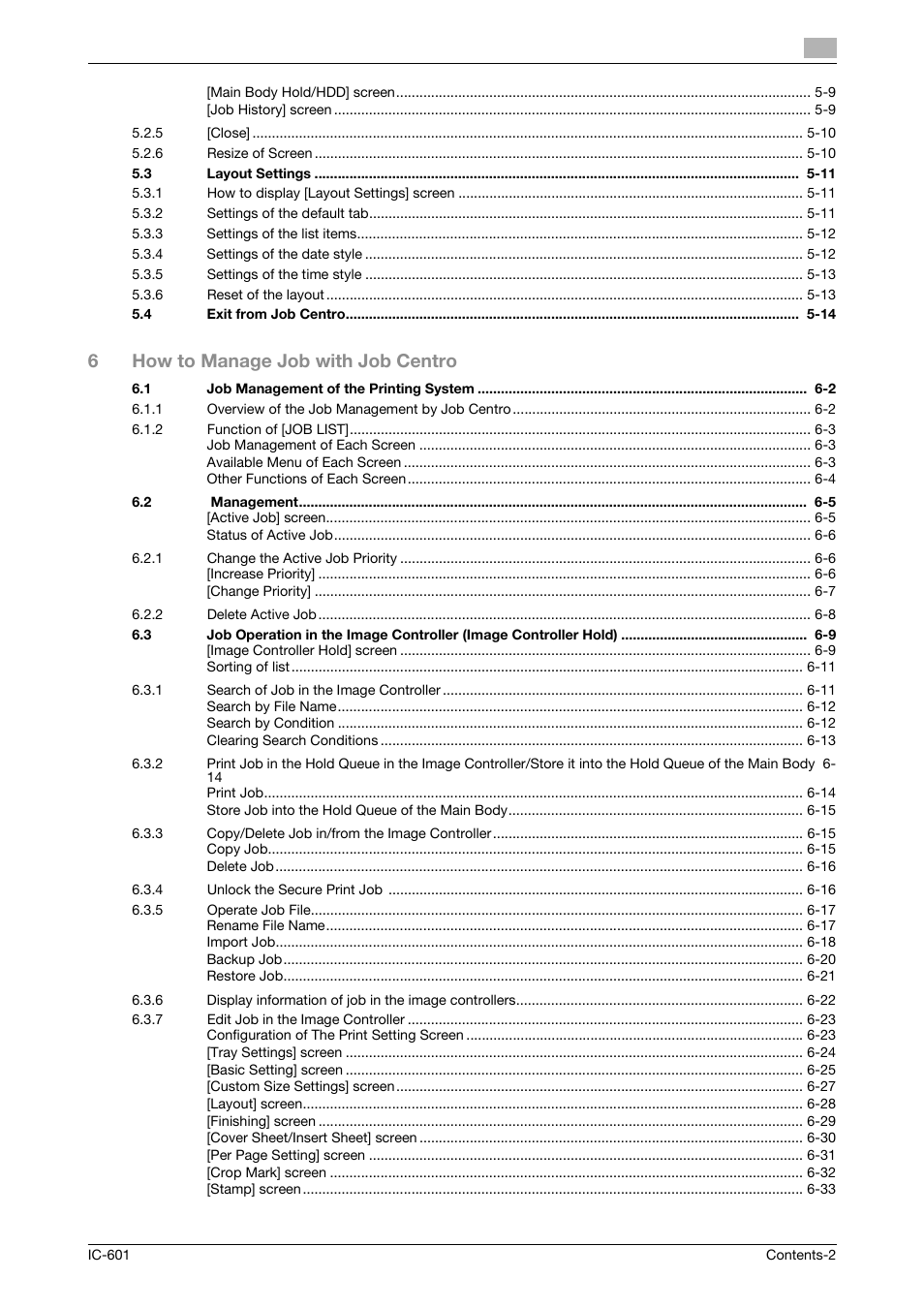 6how to manage job with job centro | Konica Minolta bizhub PRESS C7000P User Manual | Page 3 / 105