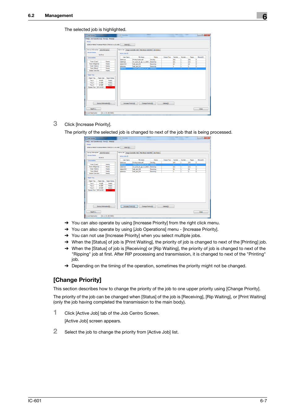 Change priority, Change priority] -7 | Konica Minolta bizhub PRESS C7000P User Manual | Page 45 / 105
