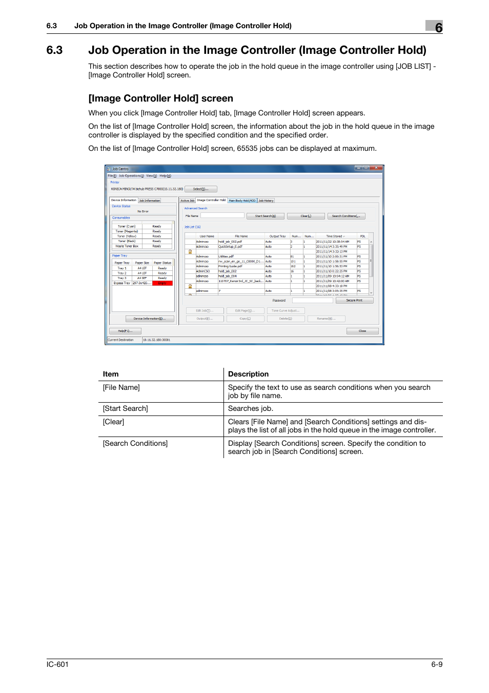 Image controller hold] screen, Ge 6-9 | Konica Minolta bizhub PRESS C7000P User Manual | Page 47 / 105