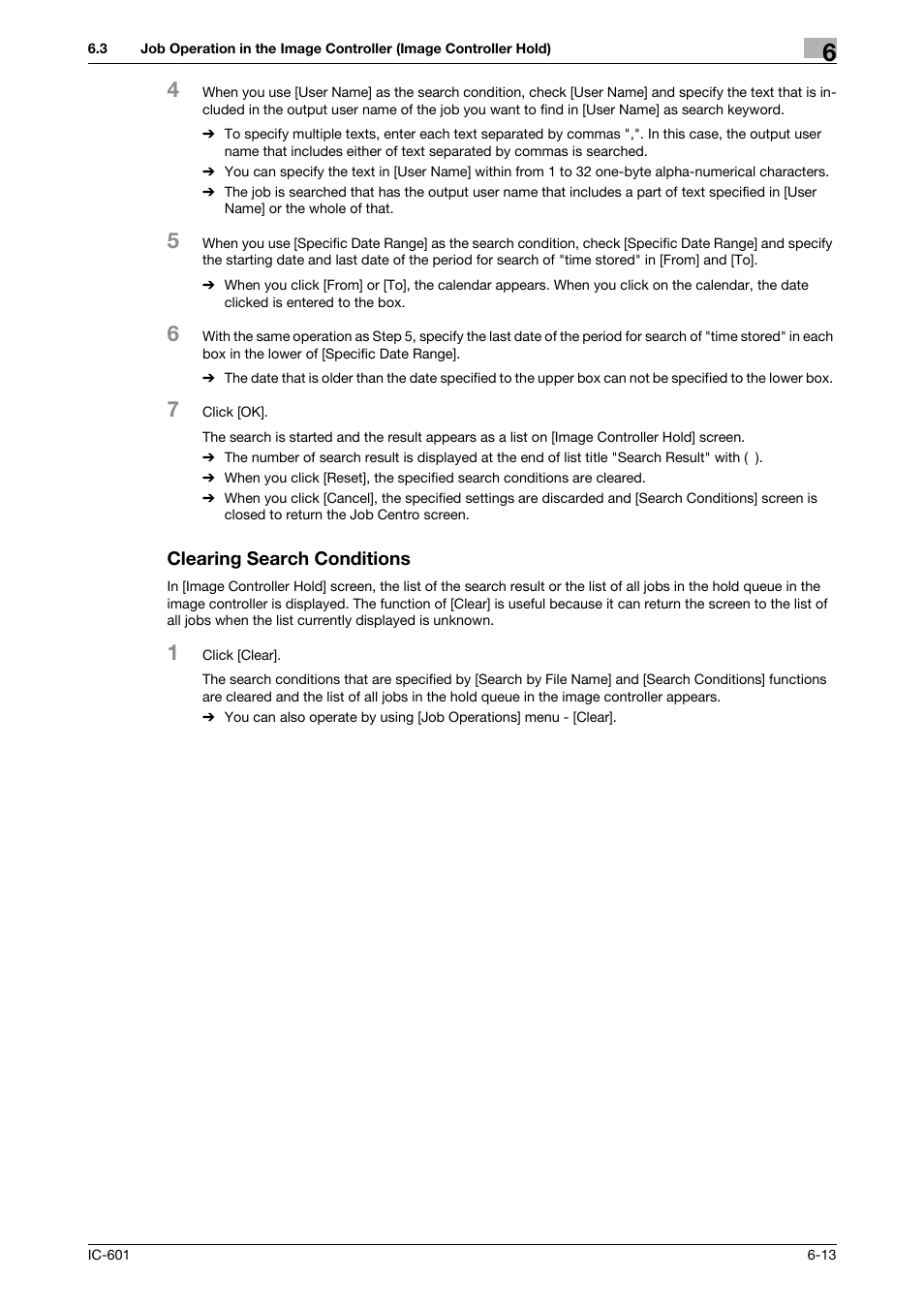 Clearing search conditions, Clearing search conditions -13 | Konica Minolta bizhub PRESS C7000P User Manual | Page 51 / 105