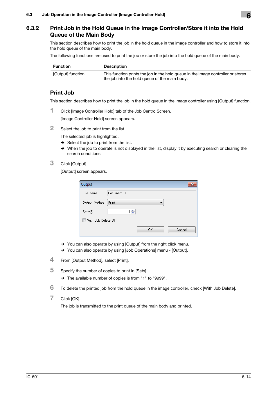 Print job | Konica Minolta bizhub PRESS C7000P User Manual | Page 52 / 105