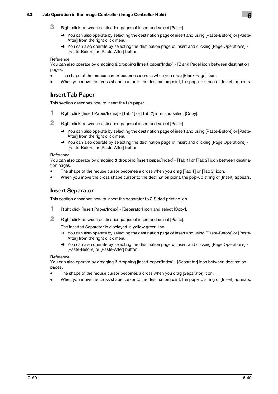 Insert tab paper, Insert separator, Insert tab paper -40 insert separator -40 | Konica Minolta bizhub PRESS C7000P User Manual | Page 78 / 105