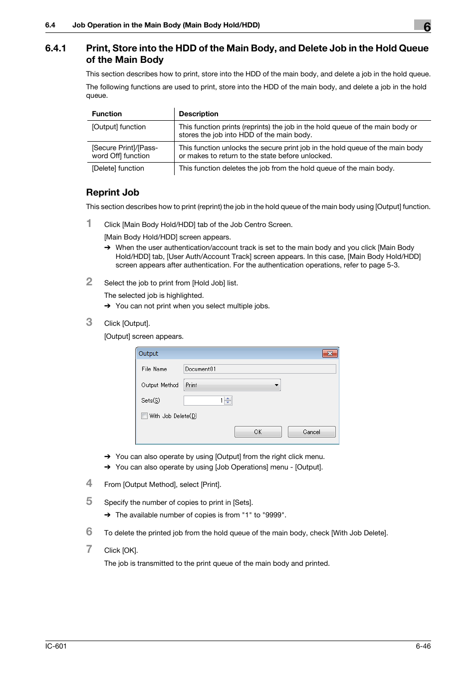 Reprint job | Konica Minolta bizhub PRESS C7000P User Manual | Page 84 / 105