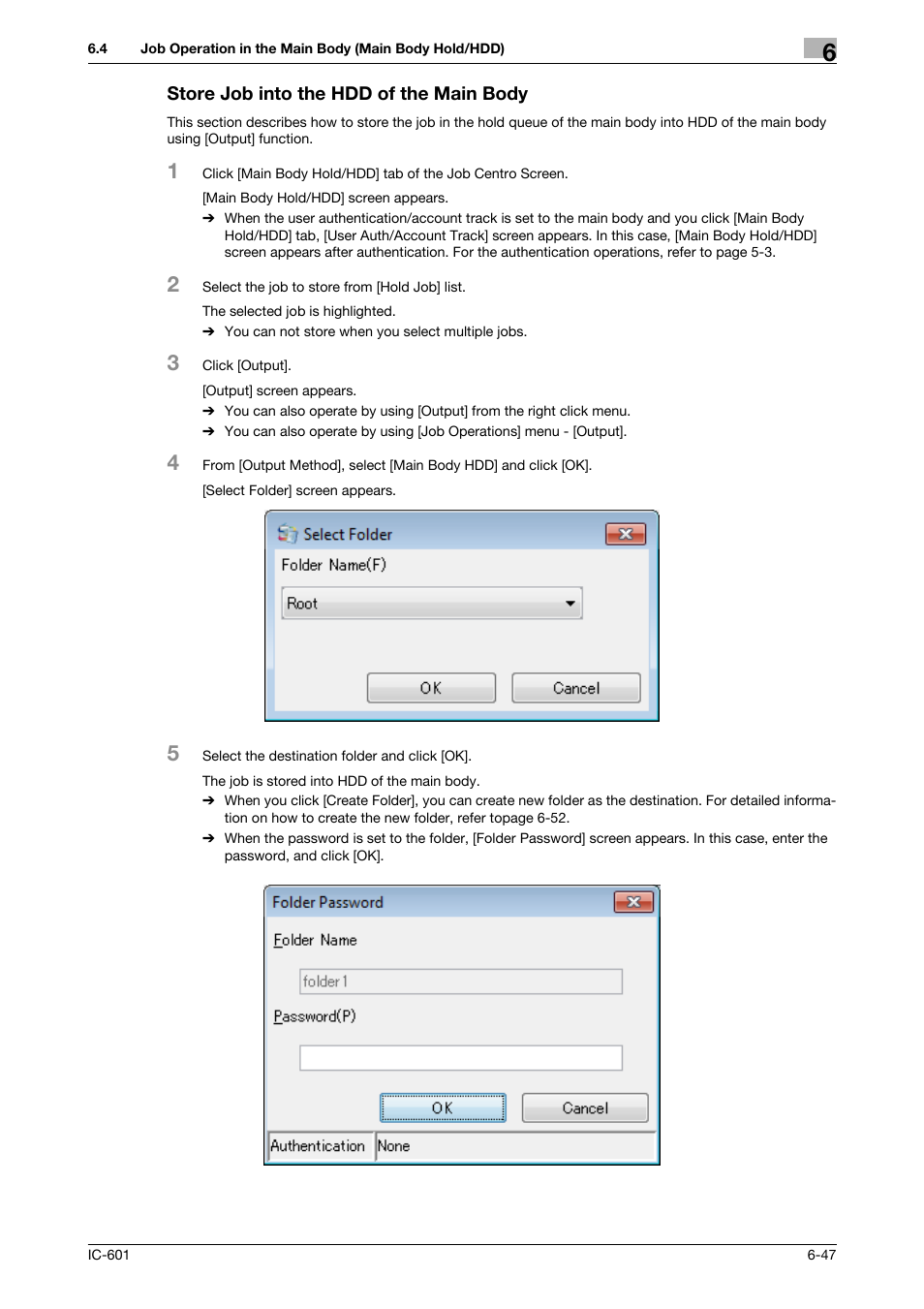 Store job into the hdd of the main body, Store job into the hdd of the main body -47 | Konica Minolta bizhub PRESS C7000P User Manual | Page 85 / 105