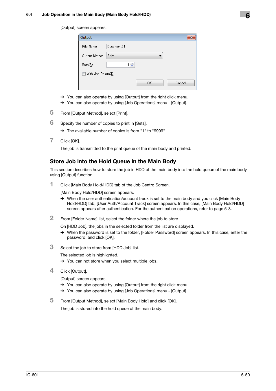 Store job into the hold queue in the main body, Store job into the hold queue in the main body -50 | Konica Minolta bizhub PRESS C7000P User Manual | Page 88 / 105