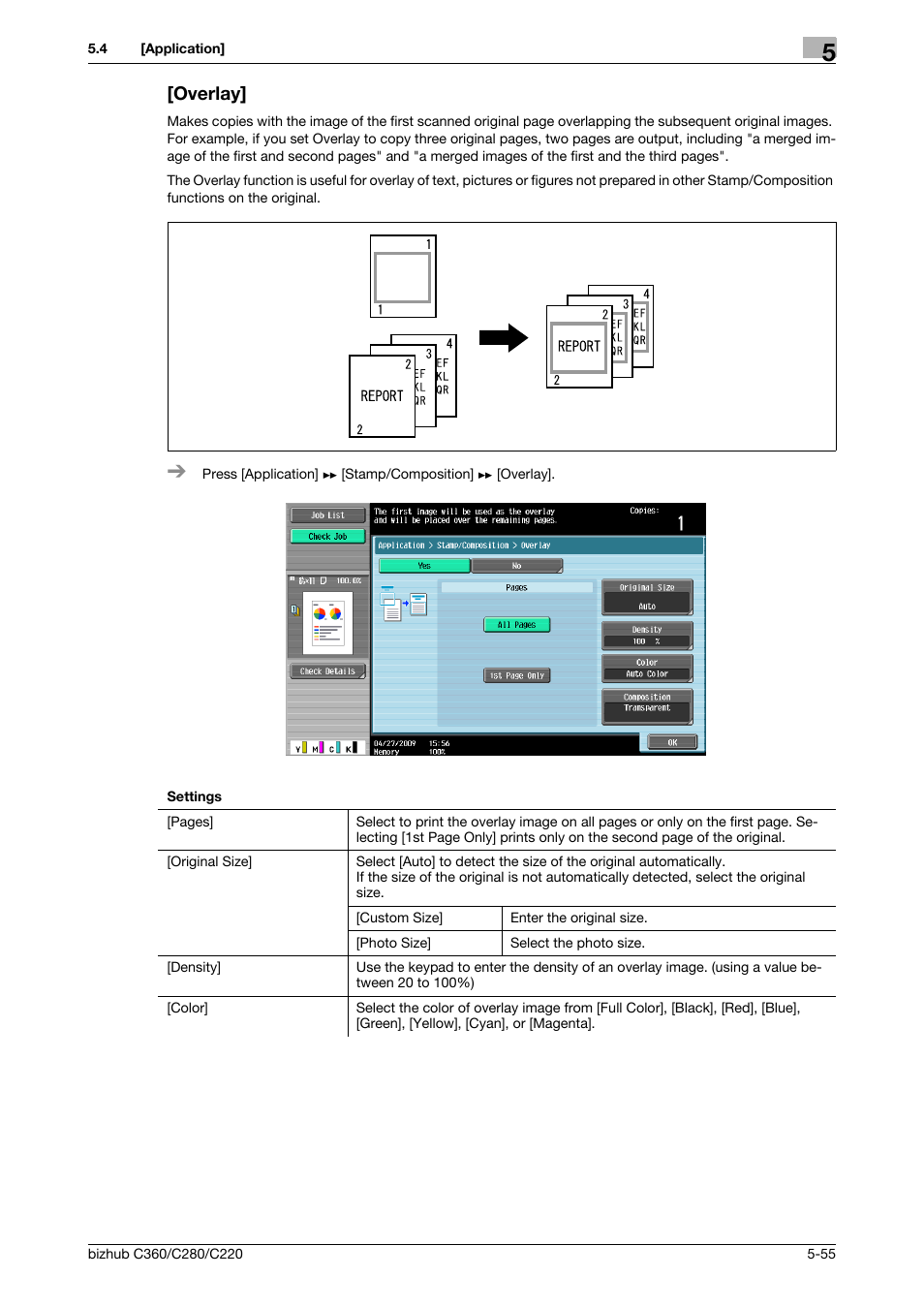 Overlay, Overlay] -55 | Konica Minolta BIZHUB C360 User Manual | Page 112 / 285