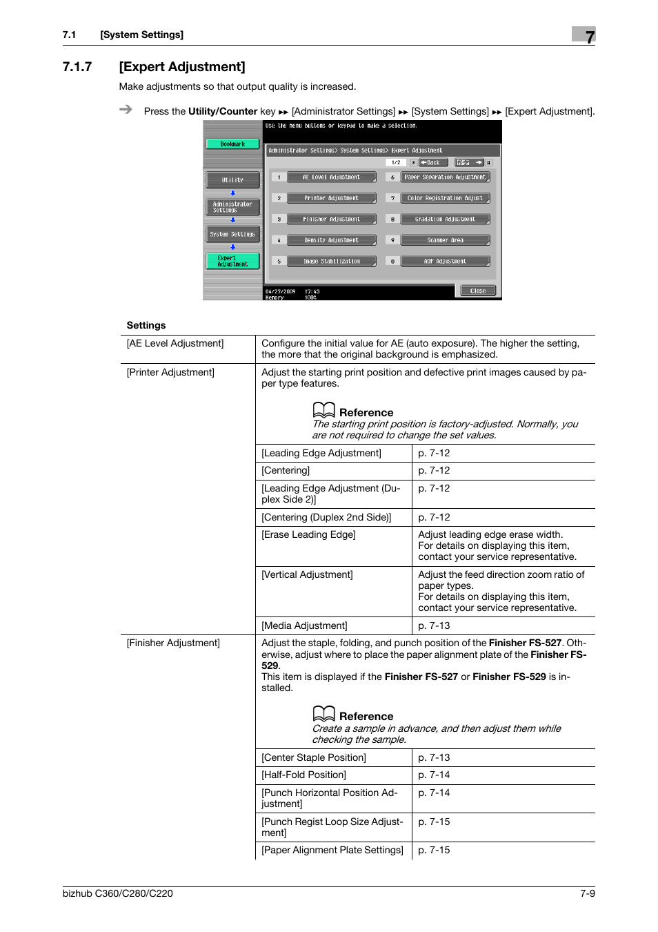 7 [expert adjustment, Expert adjustment] -9 | Konica Minolta BIZHUB C360 User Manual | Page 146 / 285