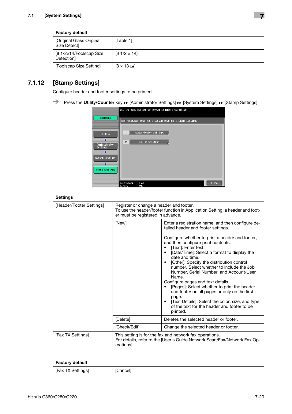 12 [stamp settings, Stamp settings] -20 | Konica Minolta BIZHUB C360 User Manual | Page 157 / 285