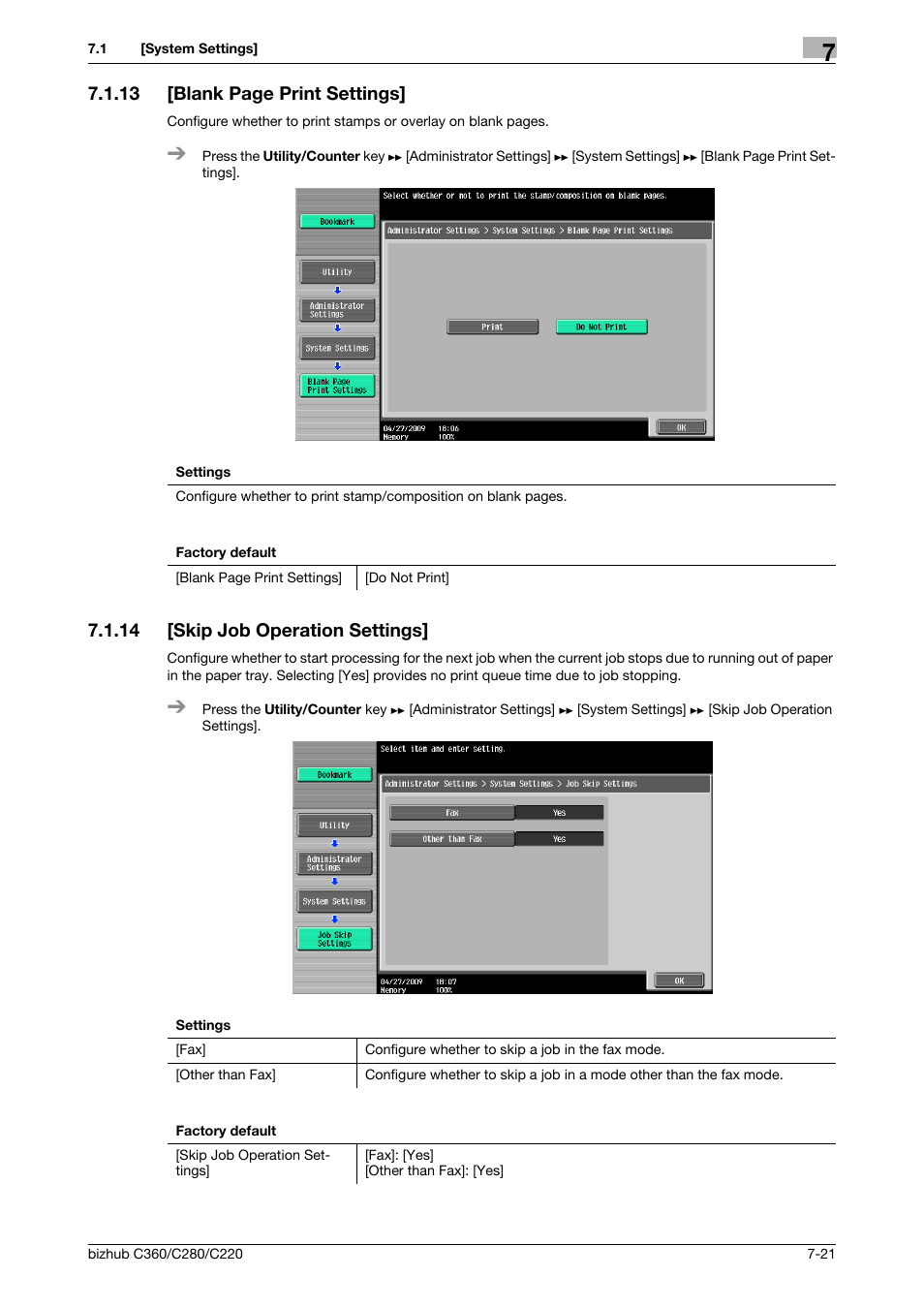 14 [skip job operation settings, Skip job operation settings] -21 | Konica Minolta BIZHUB C360 User Manual | Page 158 / 285