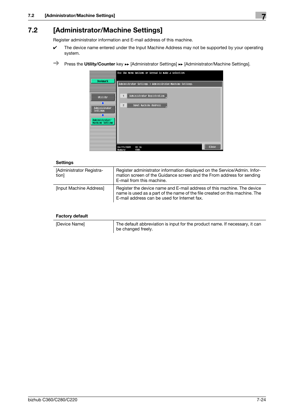 2 [administrator/machine settings, Administrator/machine settings] -24 | Konica Minolta BIZHUB C360 User Manual | Page 161 / 285