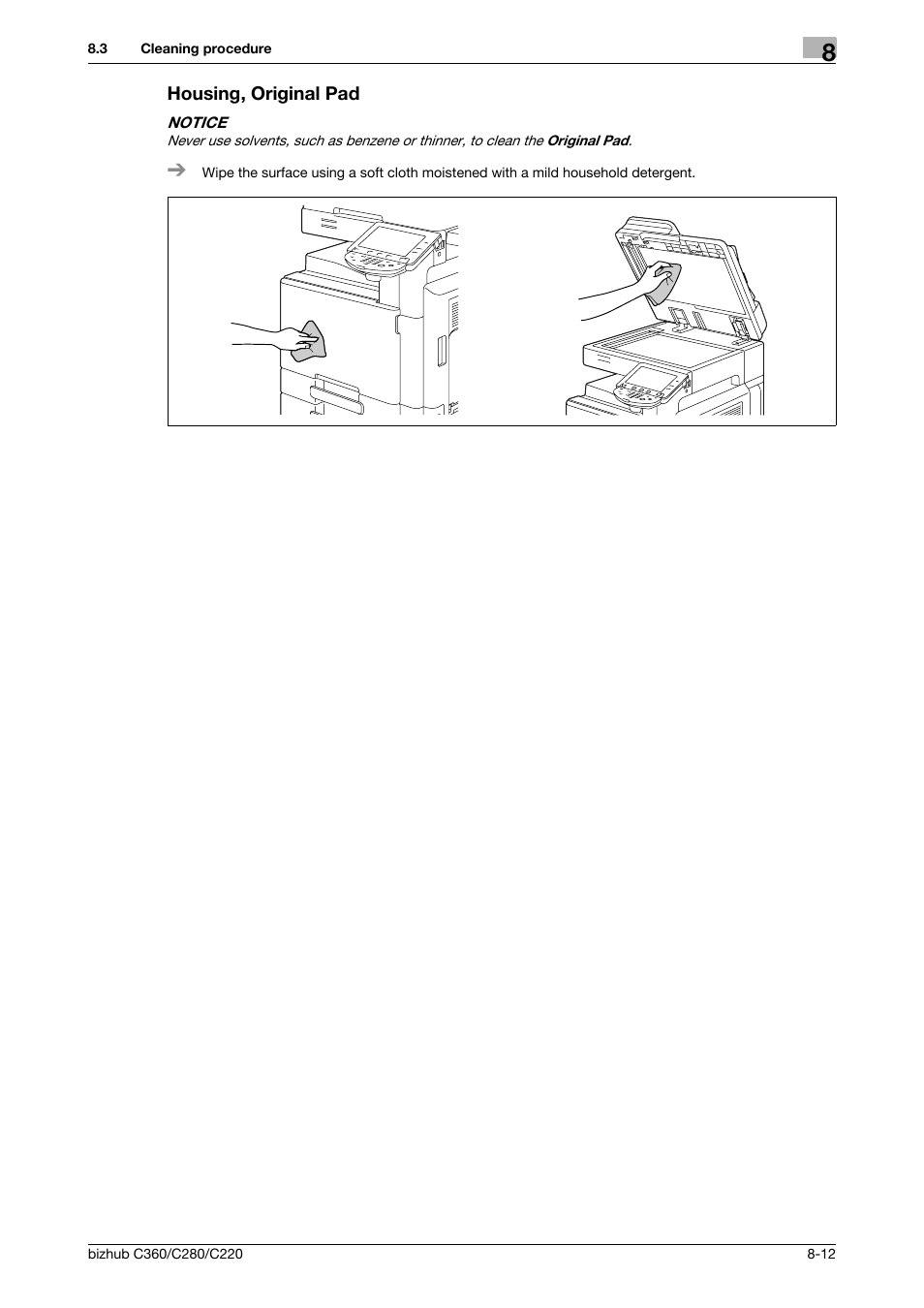 Housing, original pad, Housing, original pad -12 | Konica Minolta BIZHUB C360 User Manual | Page 202 / 285