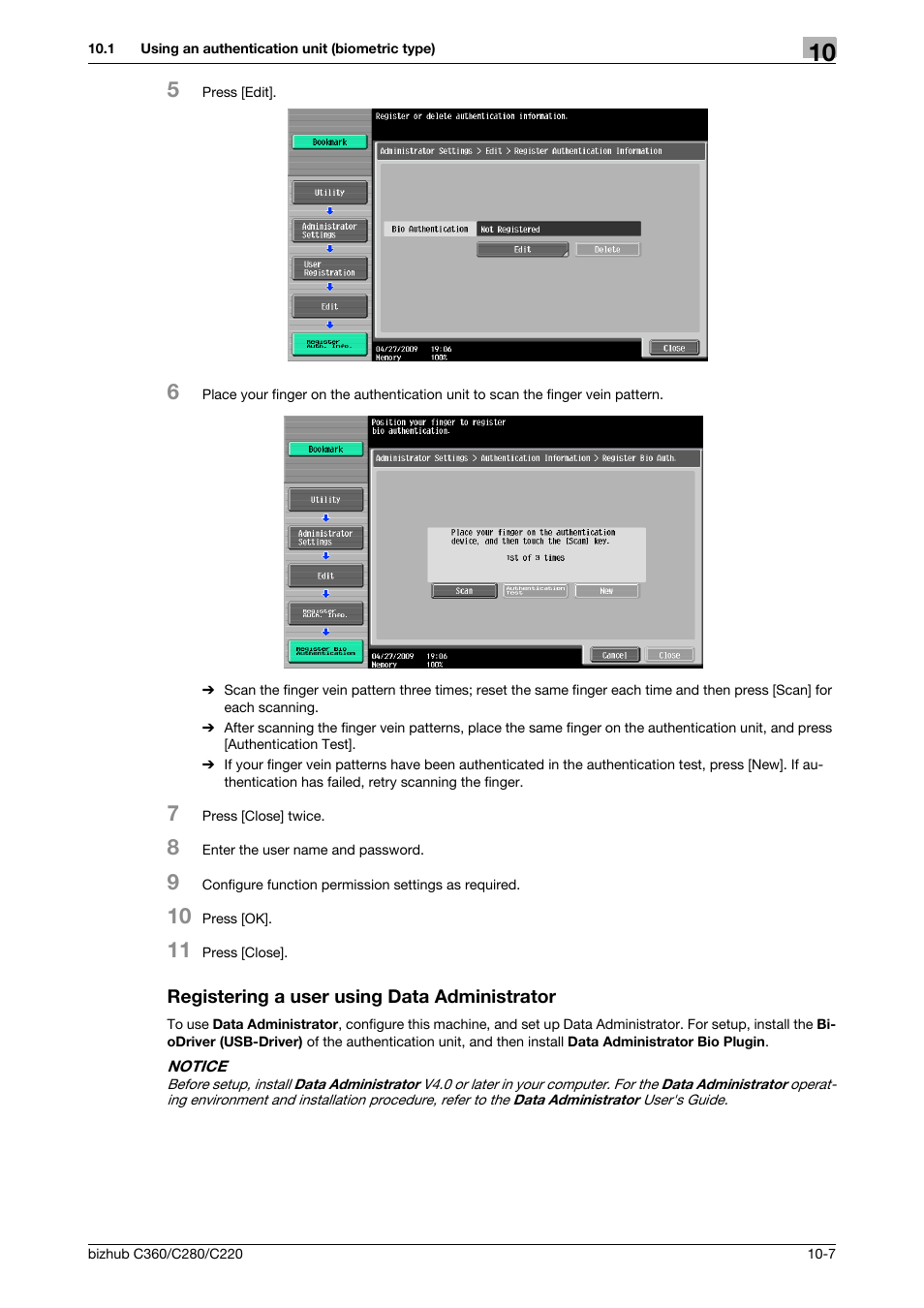 Registering a user using data administrator, Registering a user using data administrator -7 | Konica Minolta BIZHUB C360 User Manual | Page 221 / 285