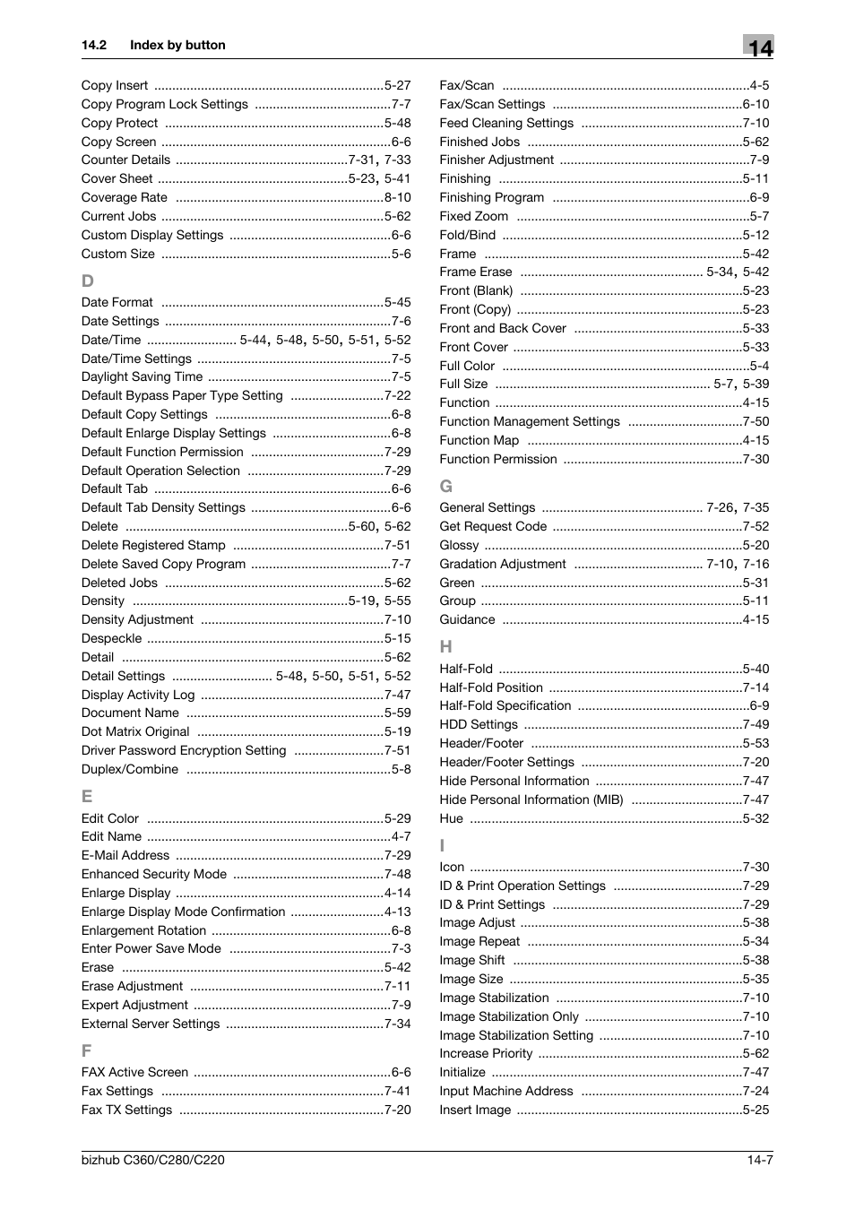 D to i | Konica Minolta BIZHUB C360 User Manual | Page 281 / 285