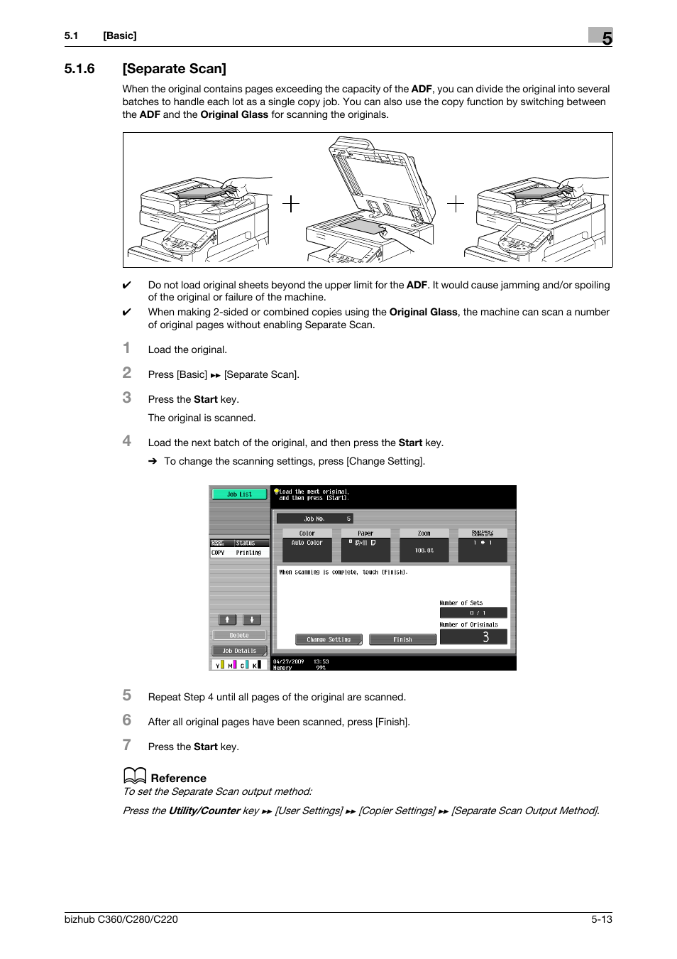 6 [separate scan, Separate scan] -13, P. 5-13 | Konica Minolta BIZHUB C360 User Manual | Page 70 / 285