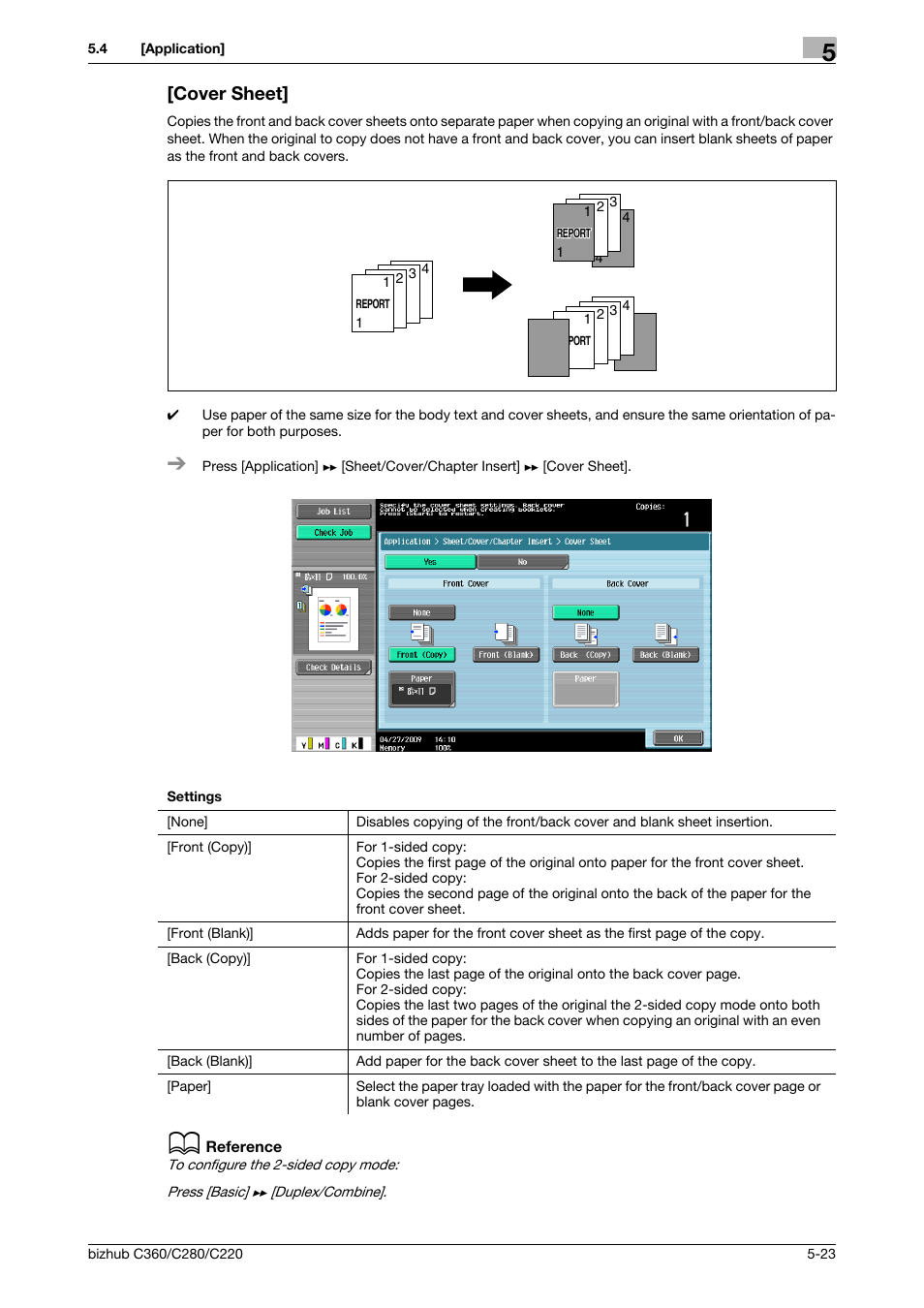 Cover sheet, Cover sheet] -23 | Konica Minolta BIZHUB C360 User Manual | Page 80 / 285