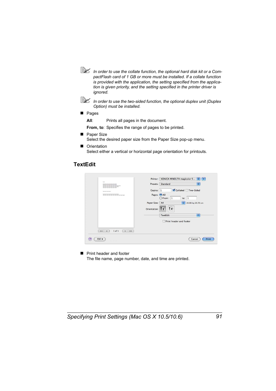 Textedit, Textedit 91 | Konica Minolta magicolor 5650 User Manual | Page 111 / 430