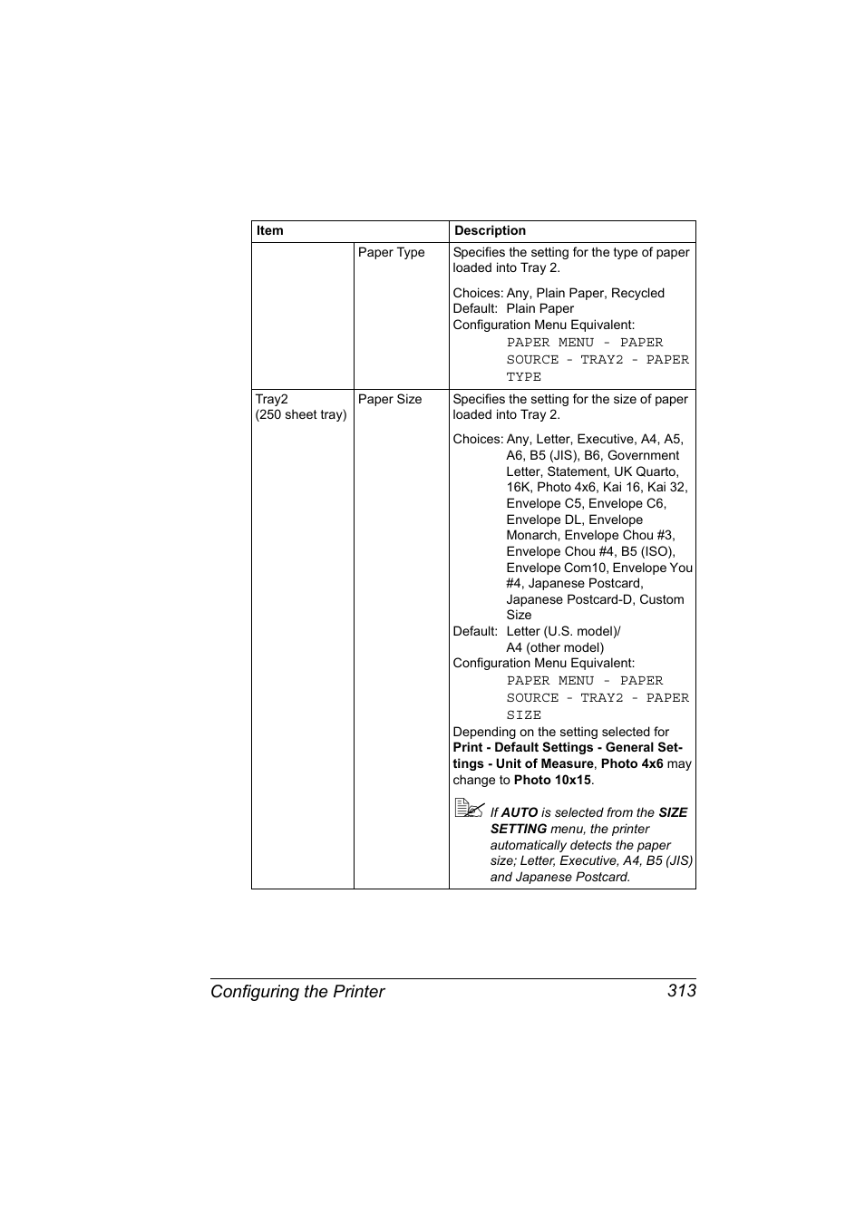 Configuring the printer 313 | Konica Minolta magicolor 5650 User Manual | Page 333 / 430