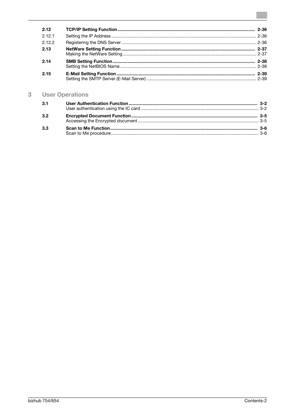 3user operations | Konica Minolta bizhub 754 User Manual | Page 3 / 59