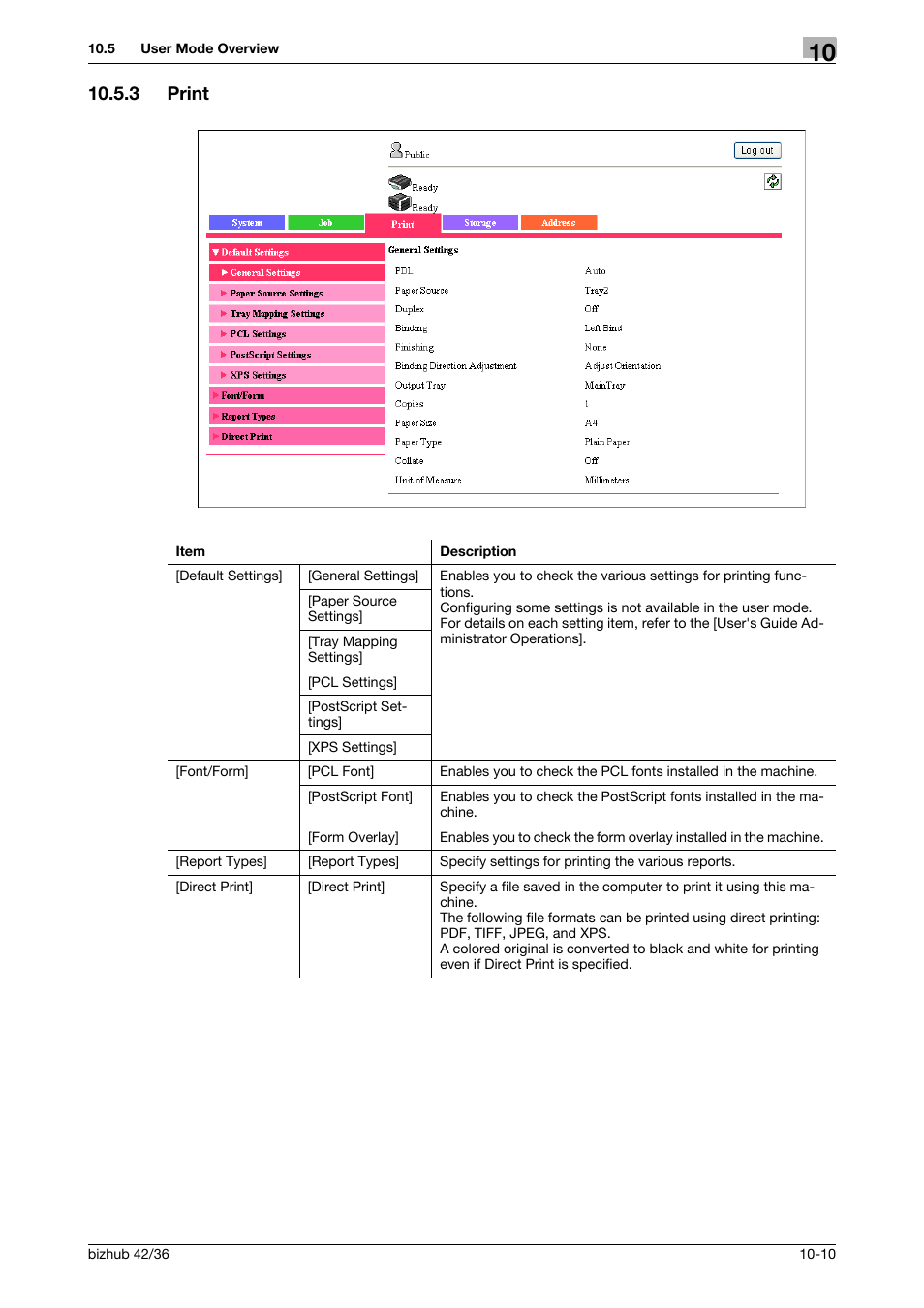 3 print, Print -10 | Konica Minolta bizhub 42 User Manual | Page 126 / 158