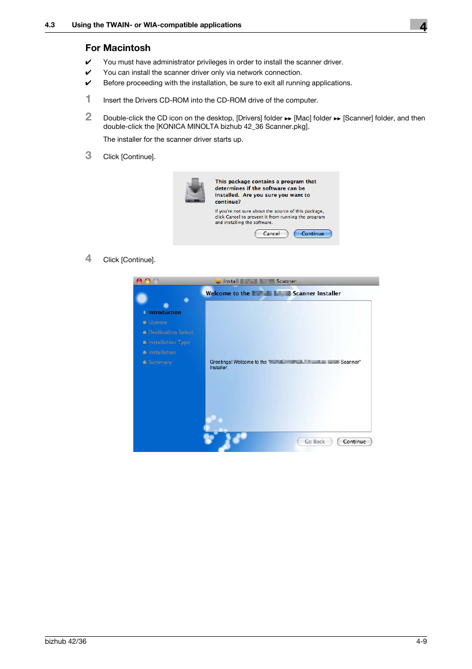 For macintosh, For macintosh -9 | Konica Minolta bizhub 42 User Manual | Page 36 / 158