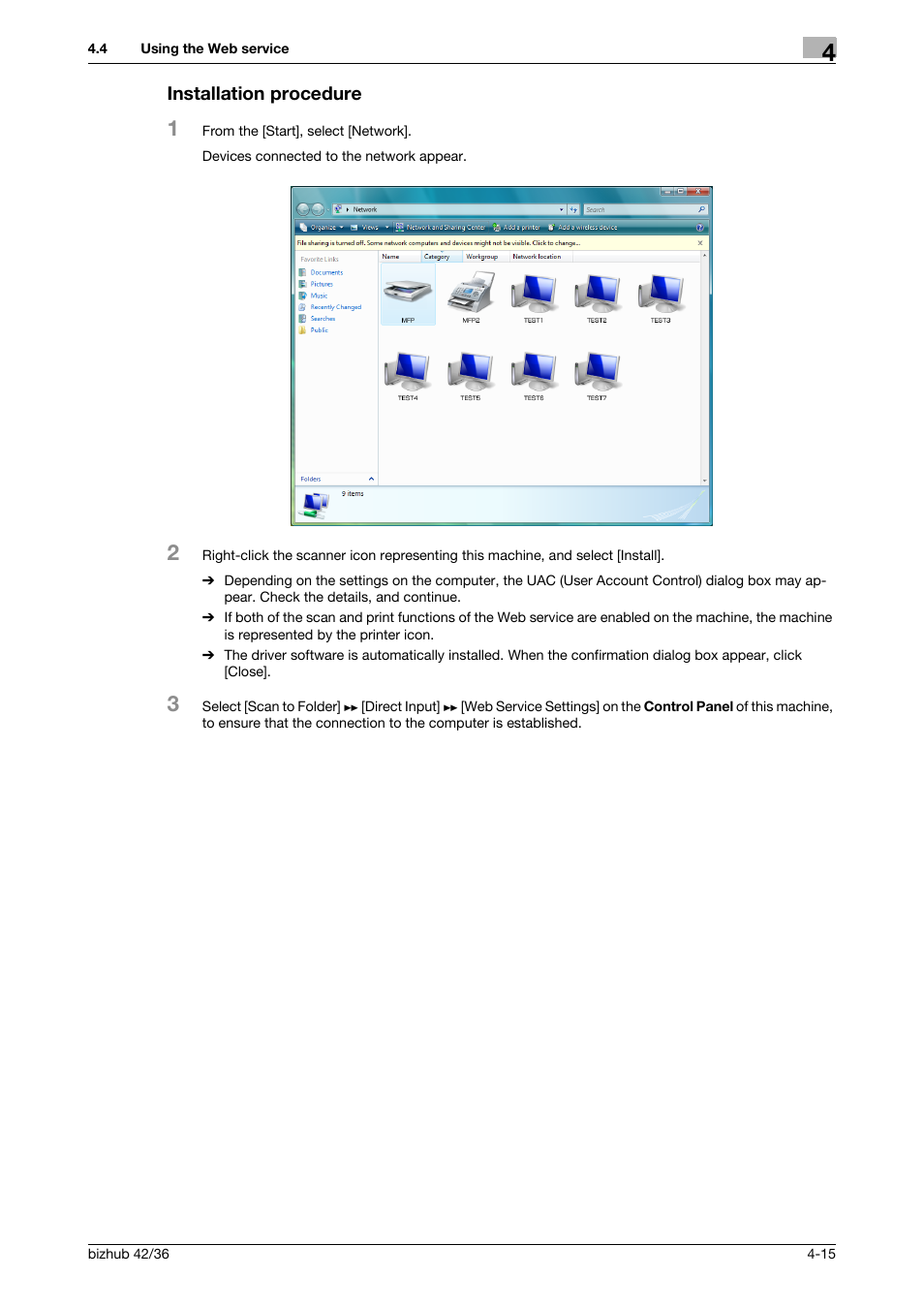 Installation procedure, Installation procedure -15 | Konica Minolta bizhub 42 User Manual | Page 42 / 158