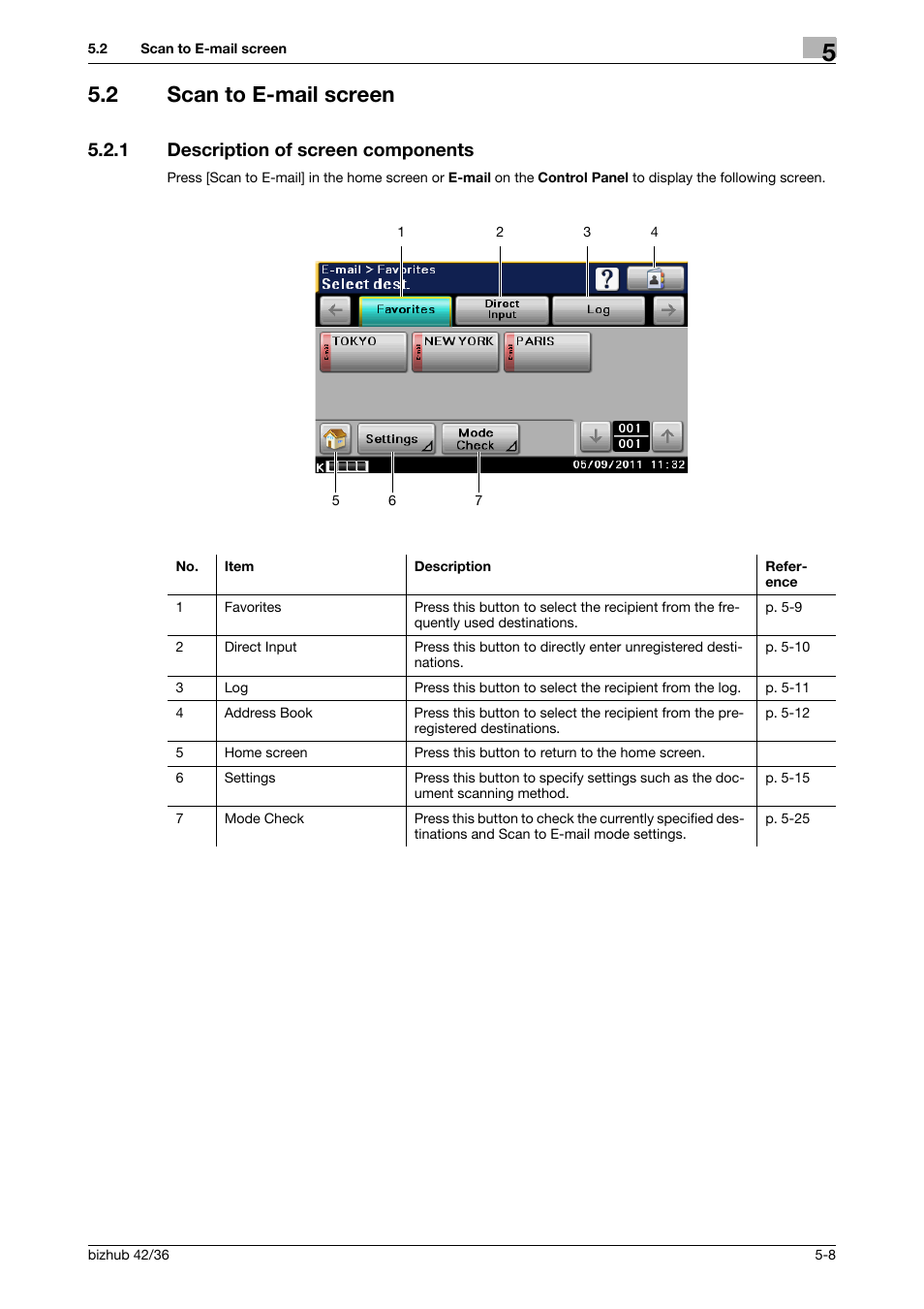 2 scan to e-mail screen, 1 description of screen components, Scan to e-mail screen -8 | Description of screen components -8 | Konica Minolta bizhub 42 User Manual | Page 50 / 158