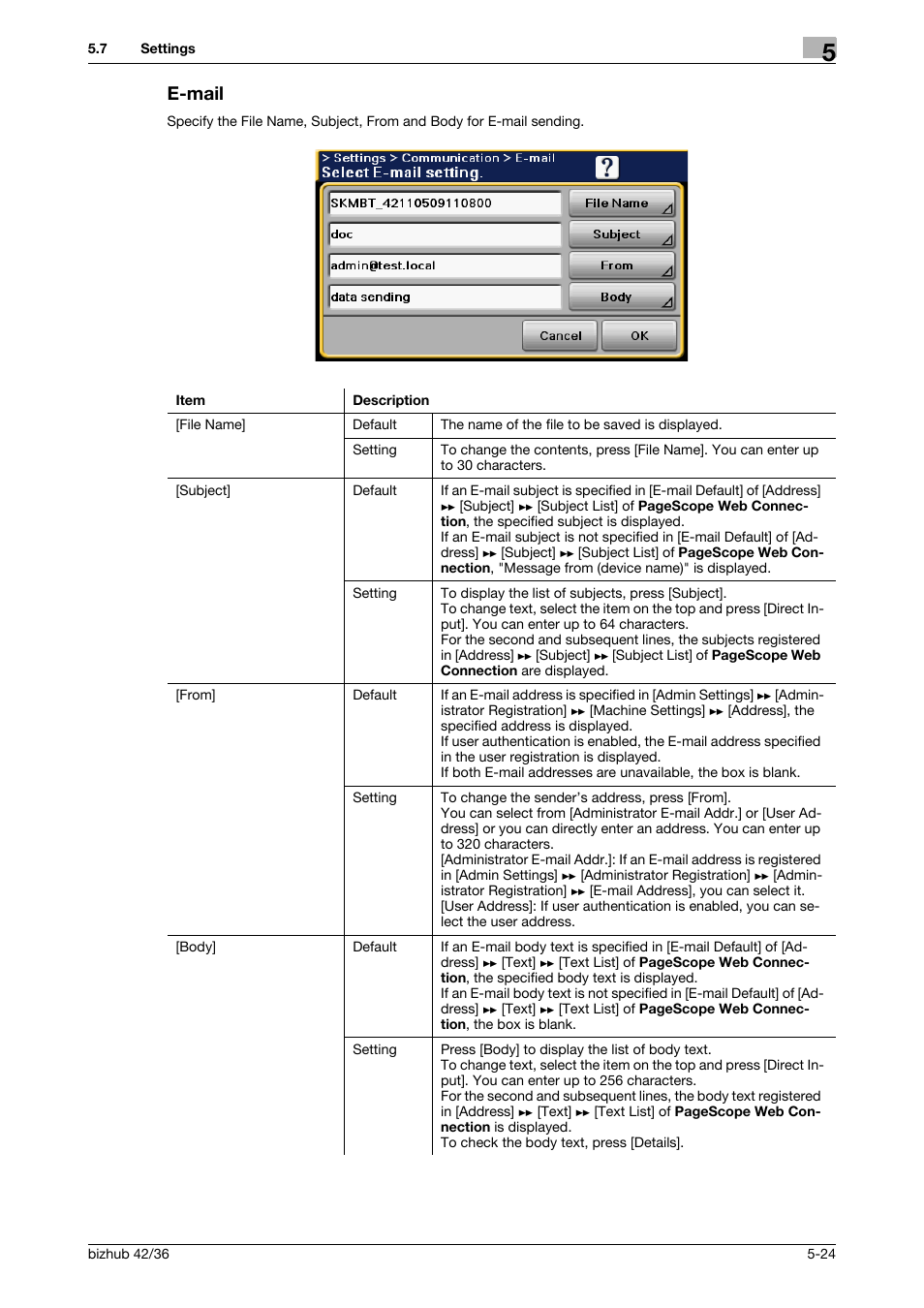 E-mail, E-mail -24 | Konica Minolta bizhub 42 User Manual | Page 66 / 158