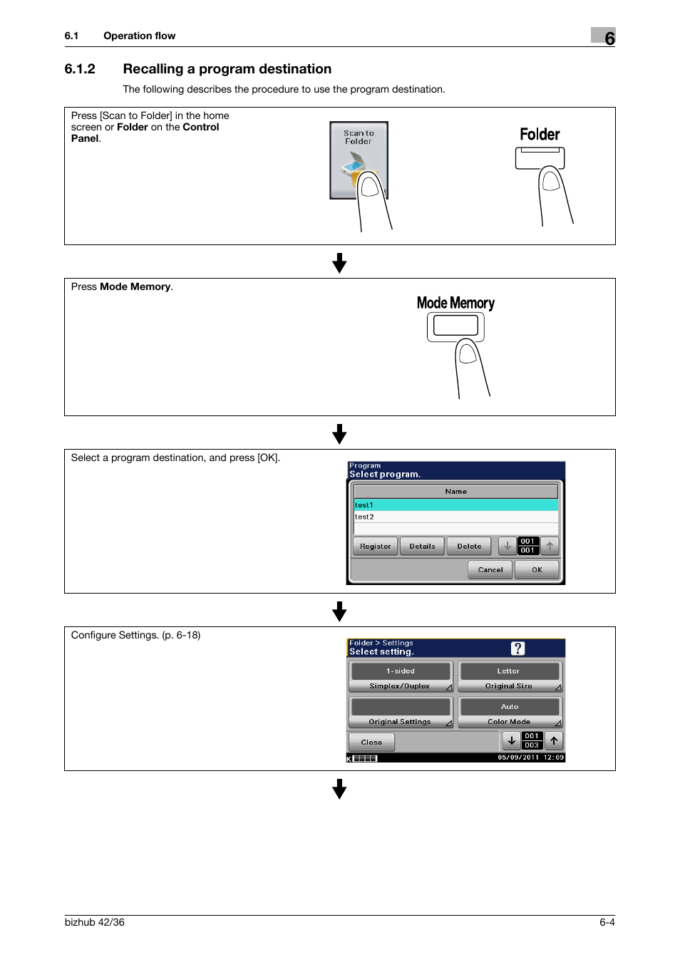 2 recalling a program destination, Recalling a program destination -4 | Konica Minolta bizhub 42 User Manual | Page 71 / 158