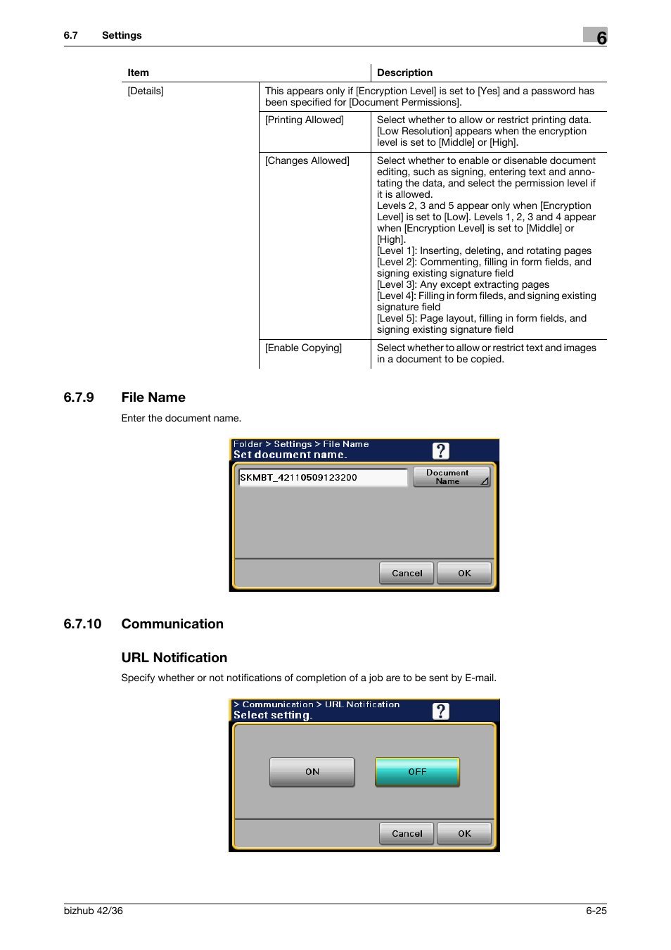 9 file name, 10 communication, Url notification | File name -25, Communication -25 url notification -25 | Konica Minolta bizhub 42 User Manual | Page 92 / 158