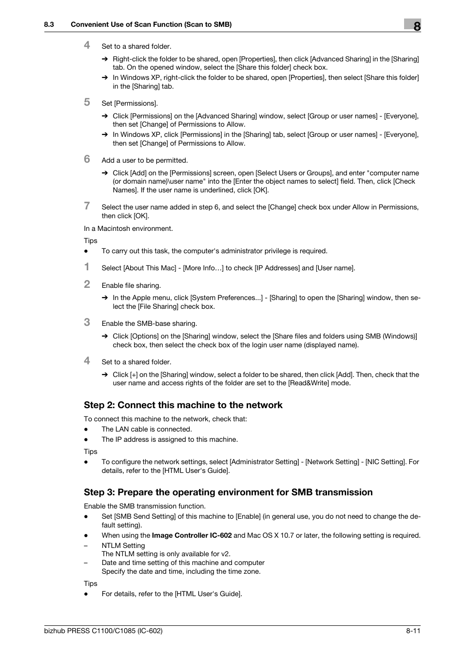 Step 2: connect this machine to the network | Konica Minolta bizhub PRESS C1085 User Manual | Page 107 / 130