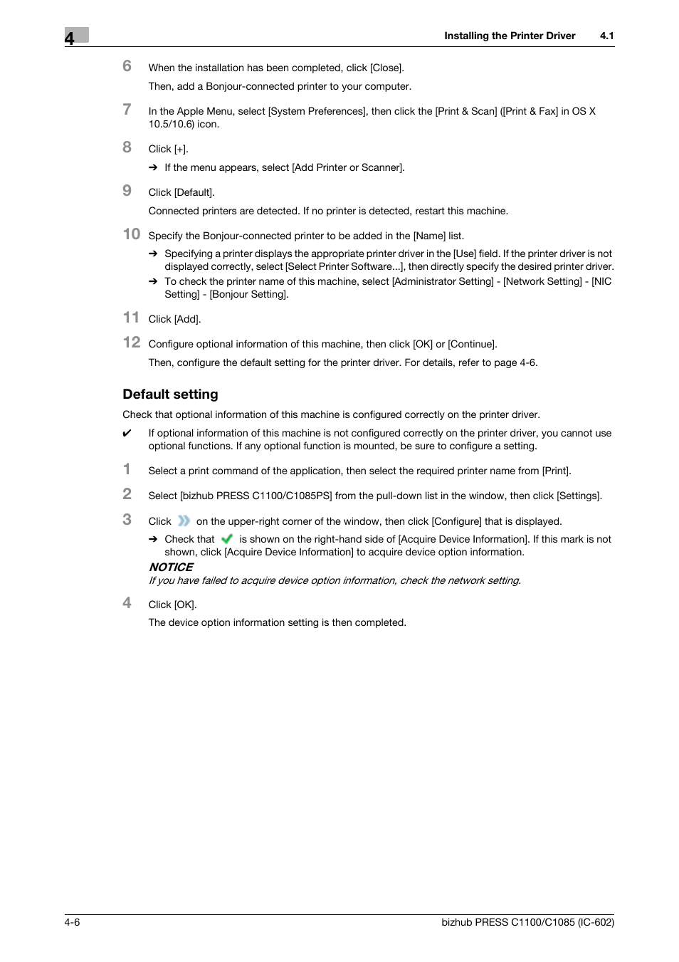 Default setting | Konica Minolta bizhub PRESS C1085 User Manual | Page 30 / 130