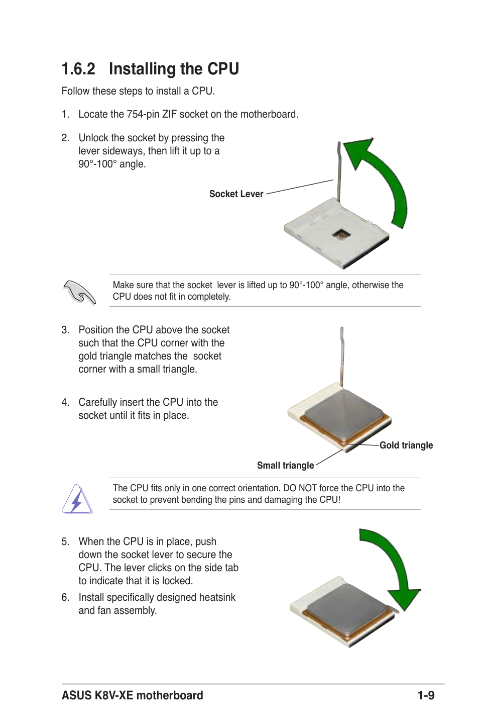 2 installing the cpu | Asus K8V-XE User Manual | Page 21 / 86