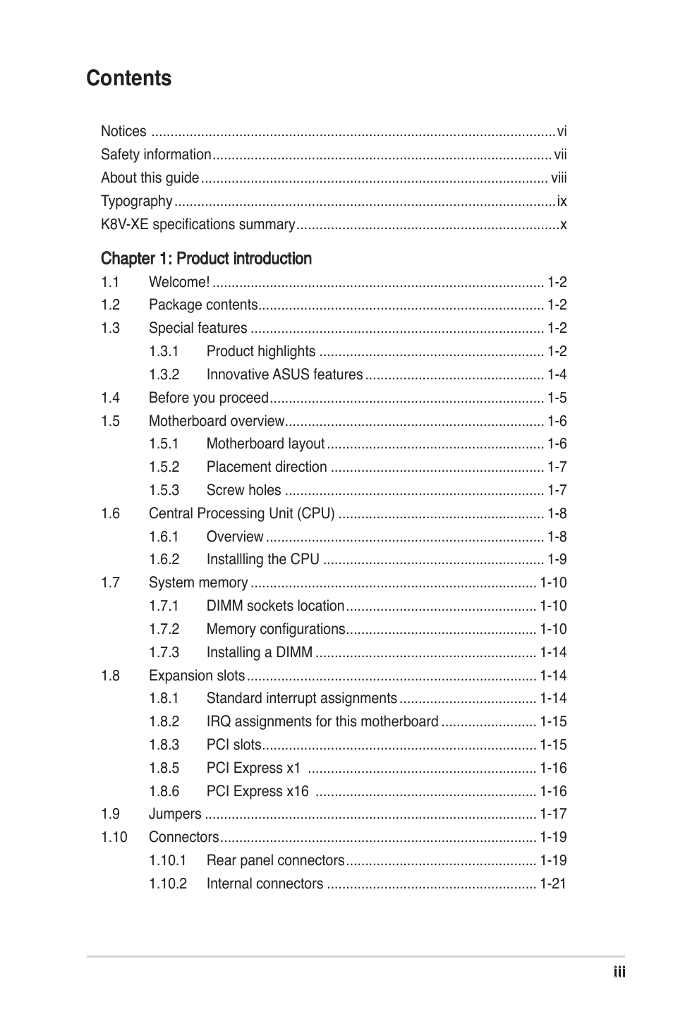 Asus K8V-XE User Manual | Page 3 / 86