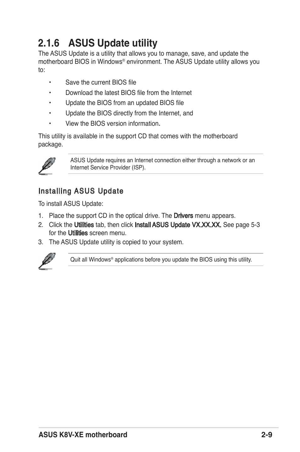 6 asus update utility | Asus K8V-XE User Manual | Page 47 / 86
