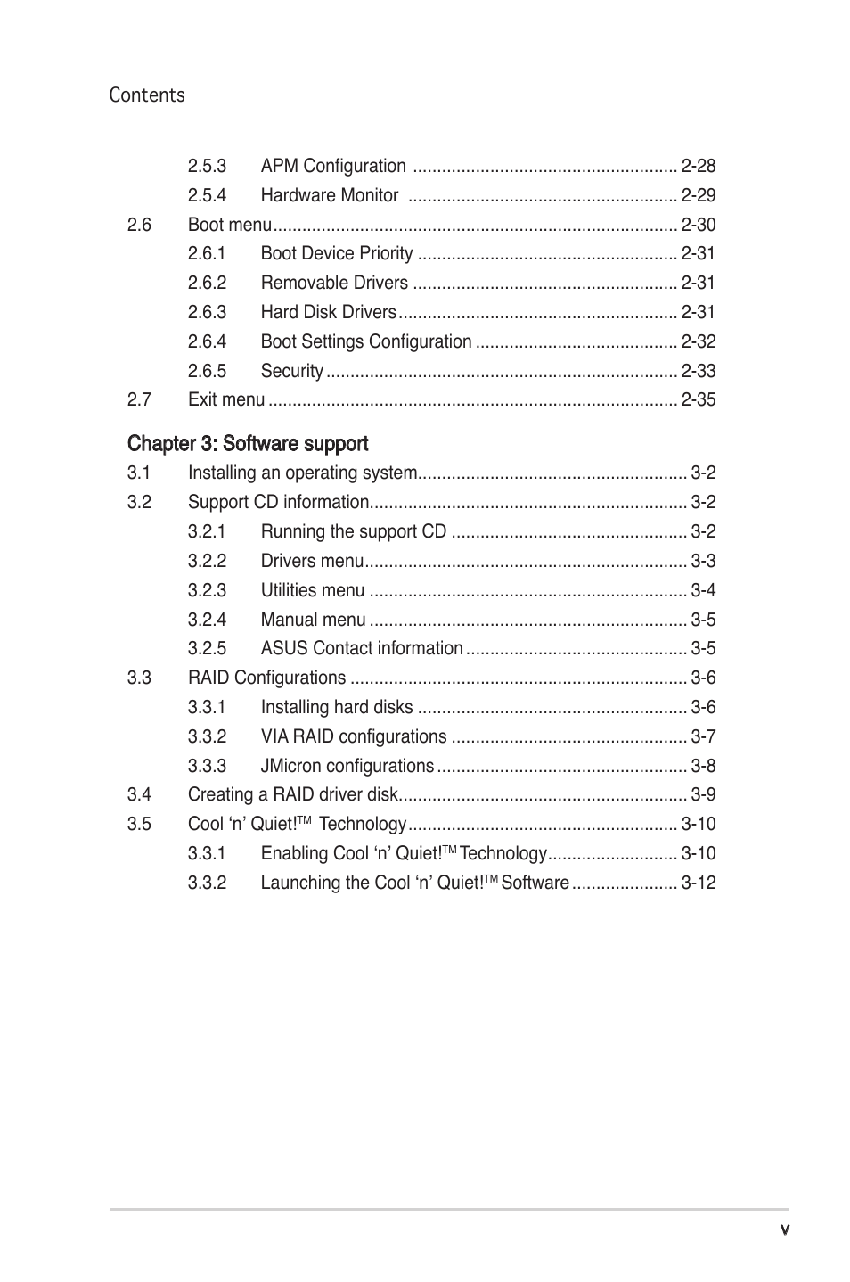 Chapter 3: software support | Asus K8V-XE User Manual | Page 5 / 86