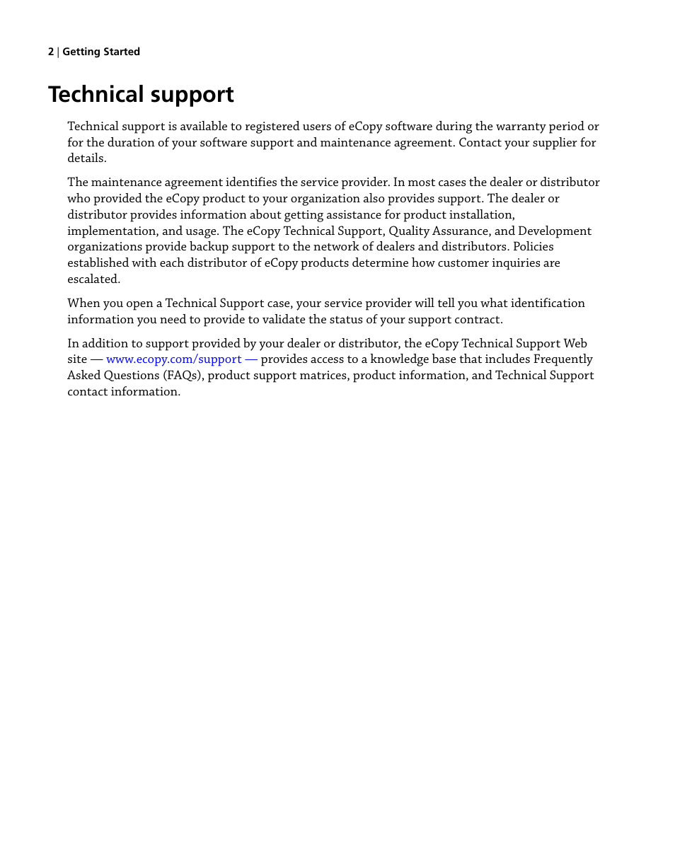 Technical support | Konica Minolta eCopy User Manual | Page 10 / 224