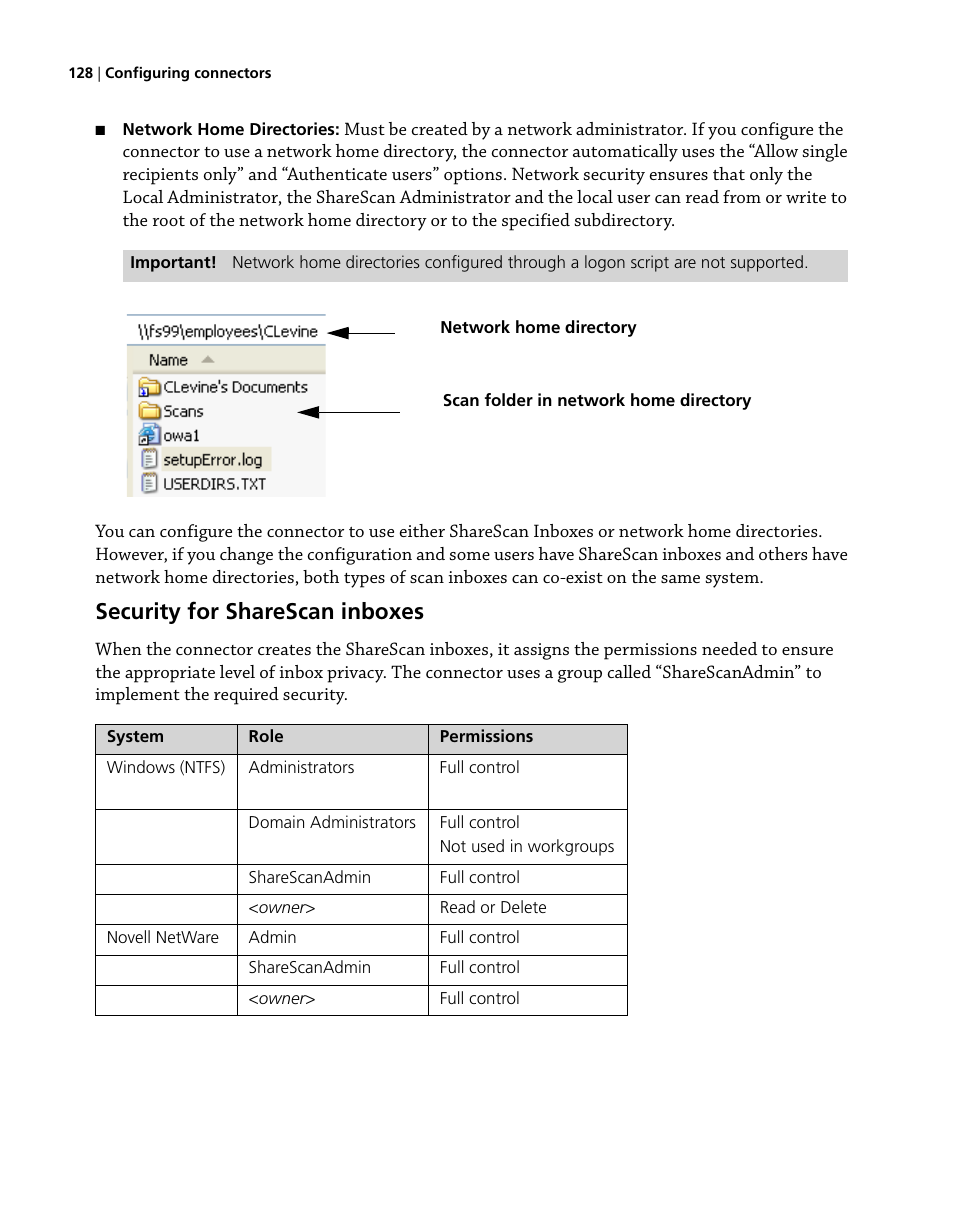 Security for sharescan inboxes | Konica Minolta eCopy User Manual | Page 136 / 224