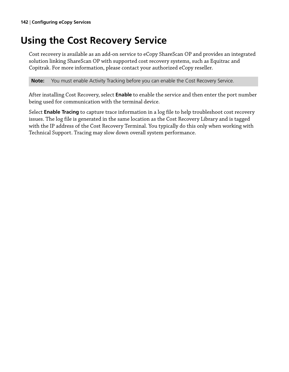 Using the cost recovery service | Konica Minolta eCopy User Manual | Page 150 / 224