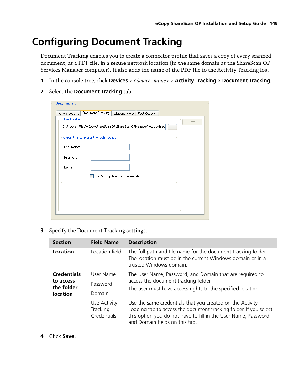Configuring document tracking | Konica Minolta eCopy User Manual | Page 157 / 224