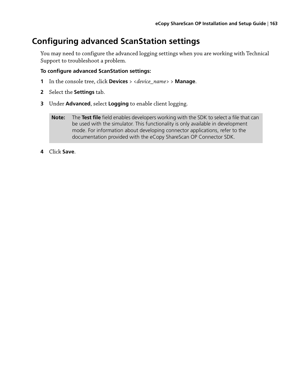 Configuring advanced scanstation settings | Konica Minolta eCopy User Manual | Page 171 / 224