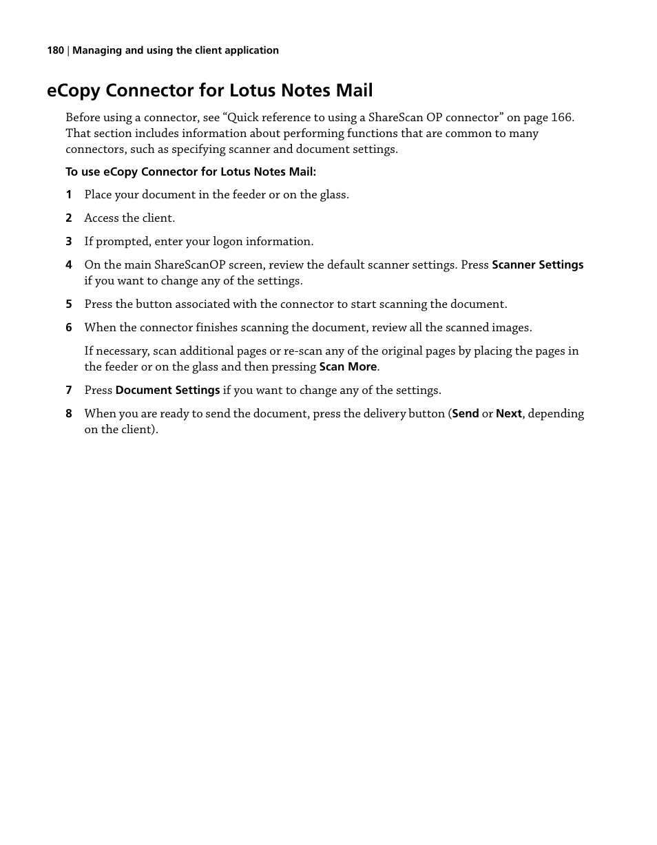 Ecopy connector for lotus notes mail | Konica Minolta eCopy User Manual | Page 188 / 224