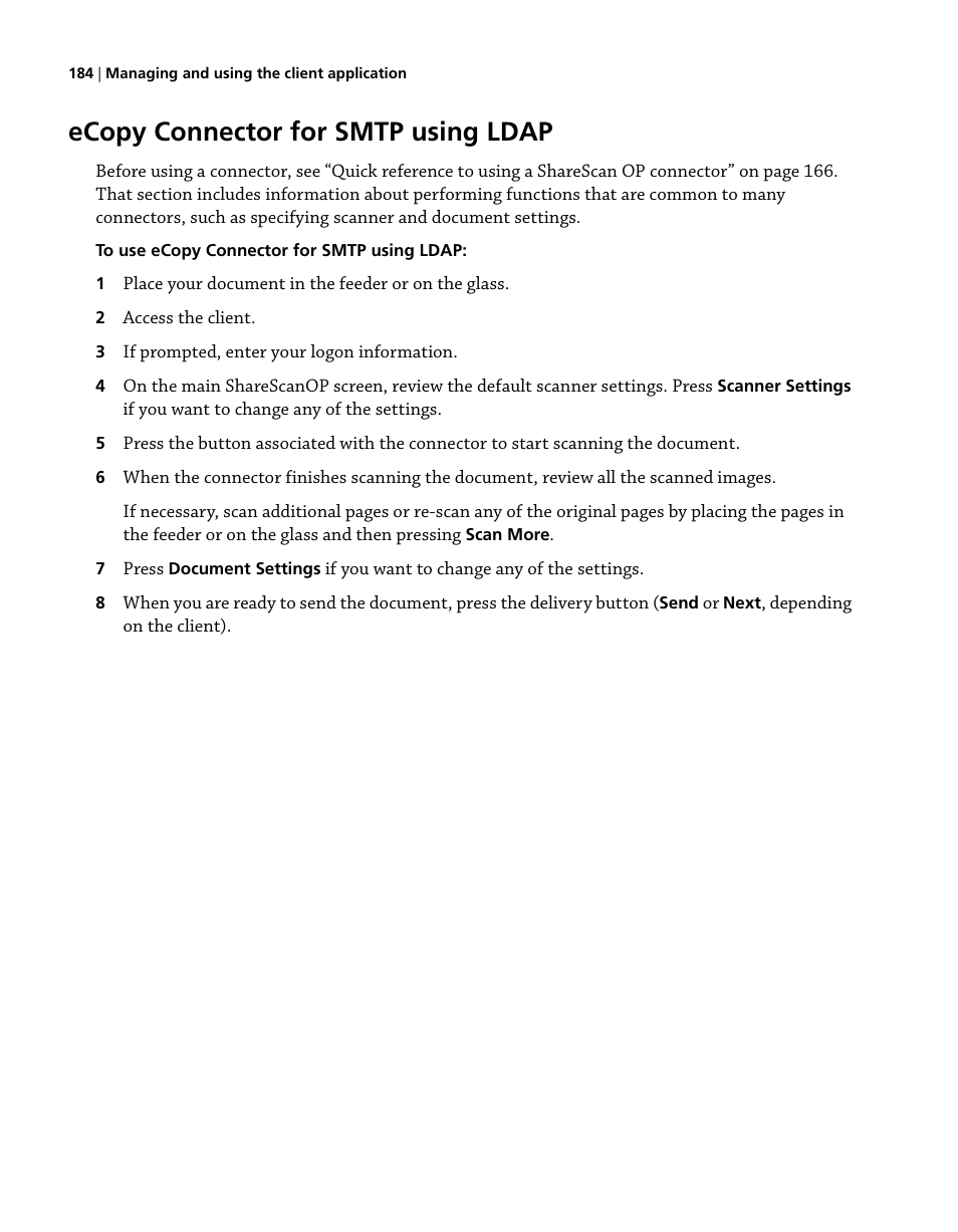 Ecopy connector for smtp using ldap | Konica Minolta eCopy User Manual | Page 192 / 224