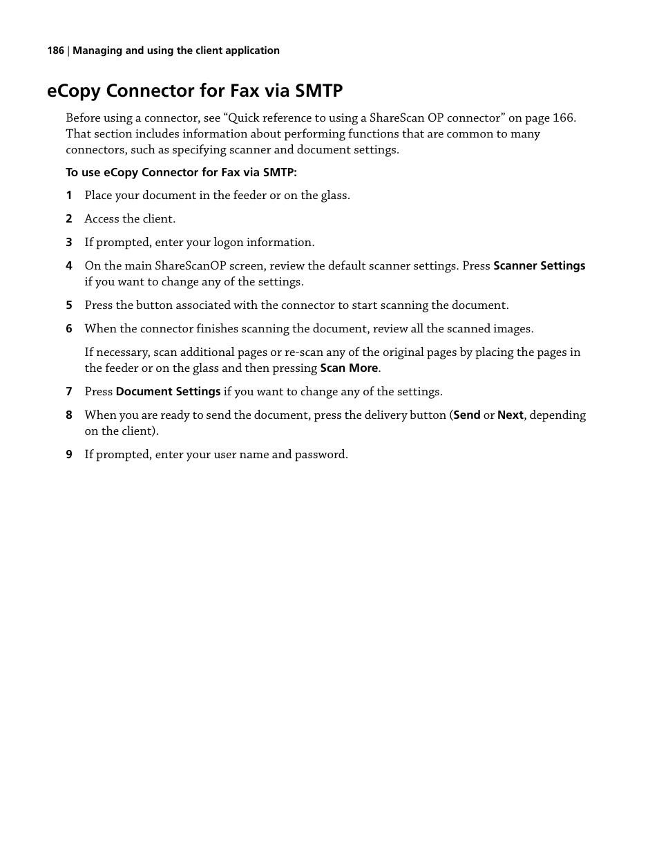 Ecopy connector for fax via smtp | Konica Minolta eCopy User Manual | Page 194 / 224