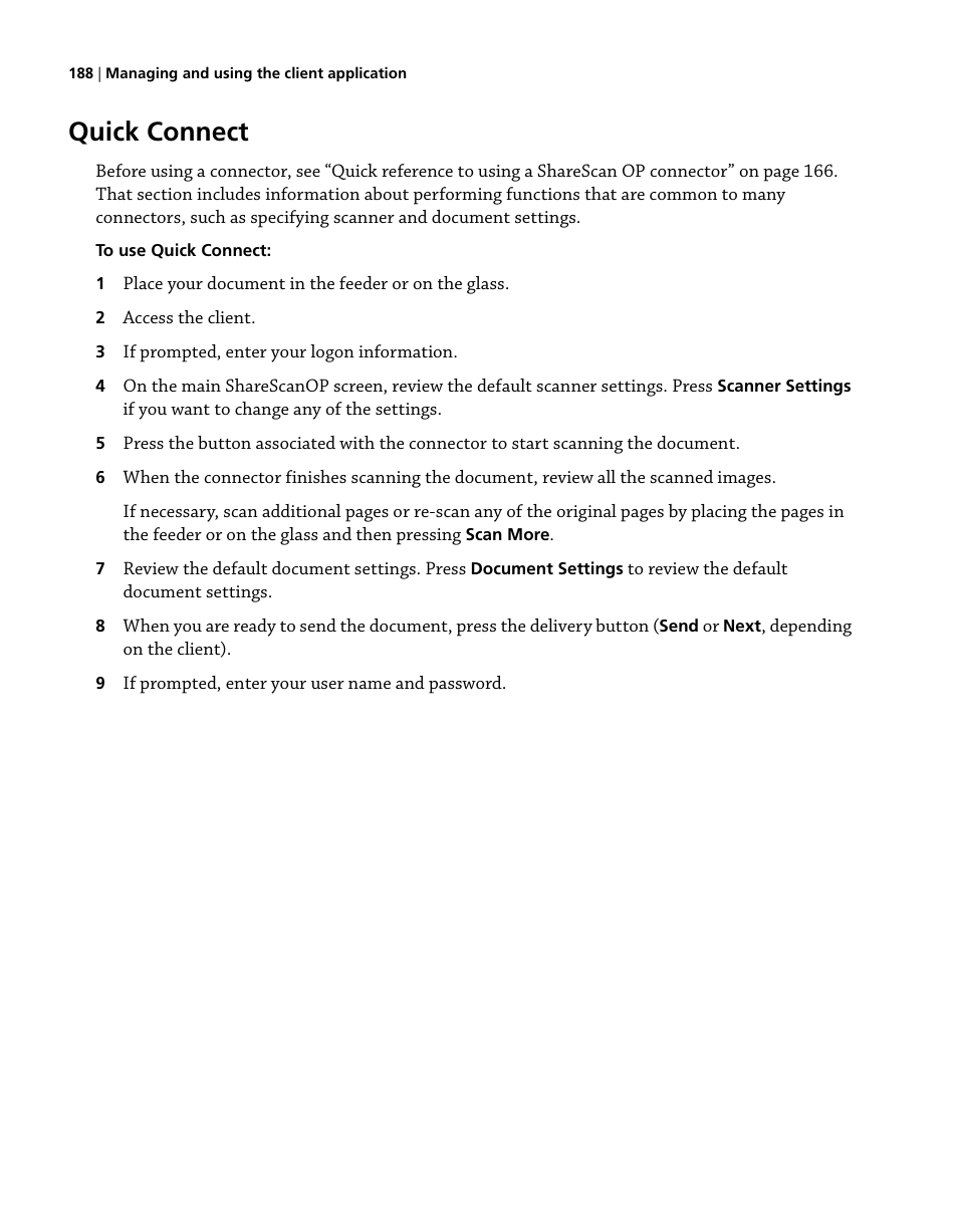 Quick connect | Konica Minolta eCopy User Manual | Page 196 / 224