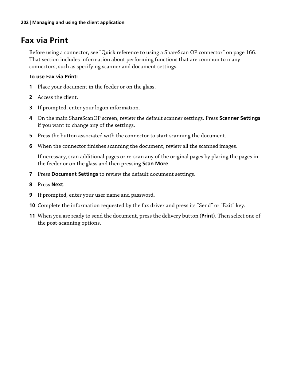 Fax via print | Konica Minolta eCopy User Manual | Page 210 / 224